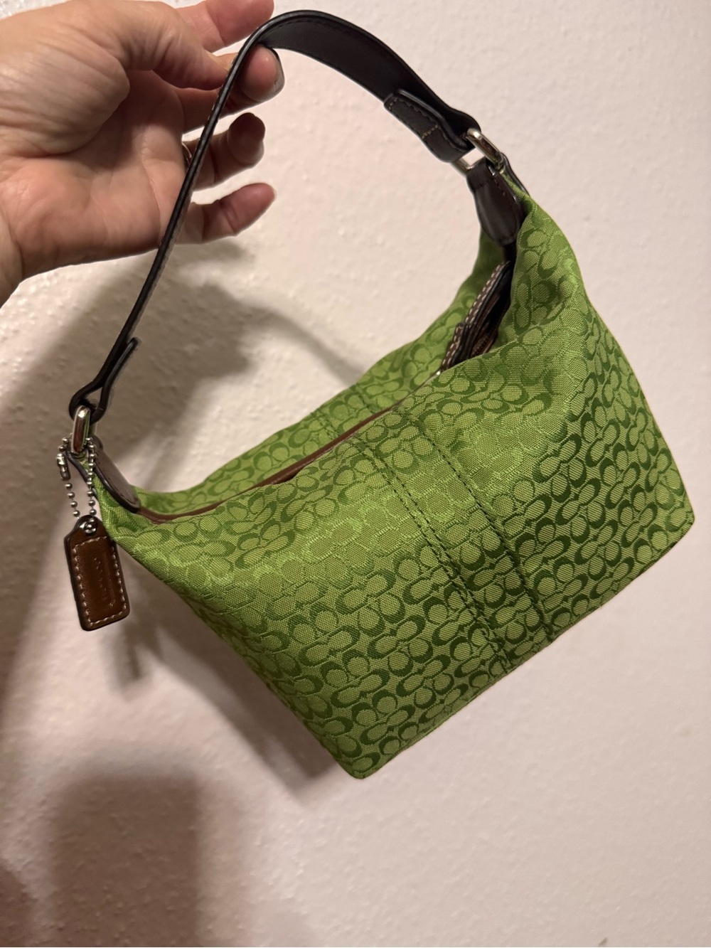 Coach Soho mini Vibrant Green Signature Jacquard Shoulder Bag